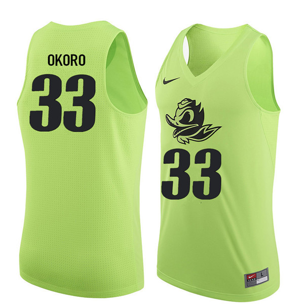 Men #33 Francis Okoro Oregon Ducks College Basketball Jerseys Sale-Electric Green